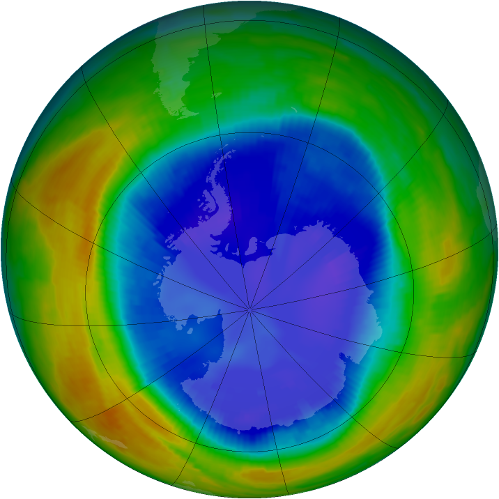 Antarctic ozone map for 28 August 1996